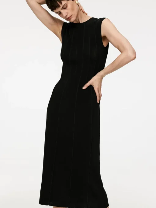 Cap-Sleeve Rib Dress