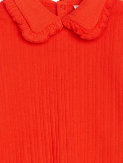 Frill Collar Pointelle Top