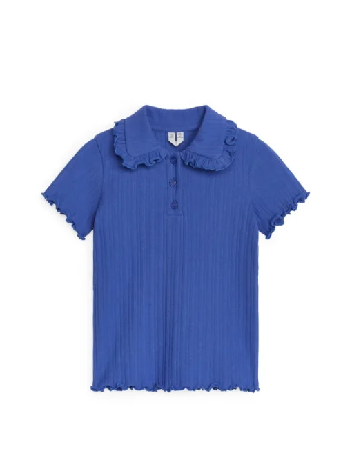 Frill-Collar Ribbed Jersey Top