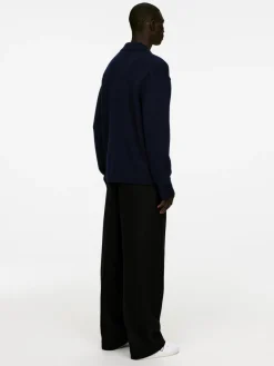 Knitted Wool Zip Polo Shirt