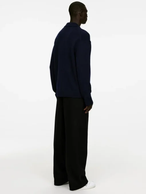 Knitted Wool Zip Polo Shirt