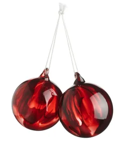 Painted Glass Baubles Set Of 2