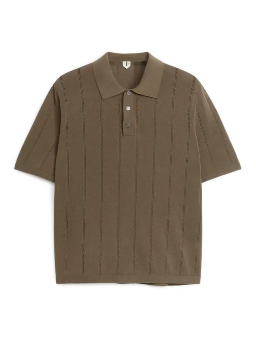 Pointelle-Knit Polo Shirt