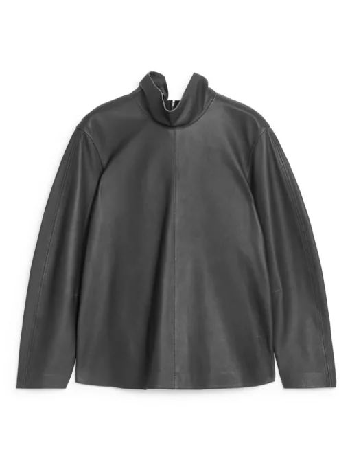 Scarf-Detail Leather Top