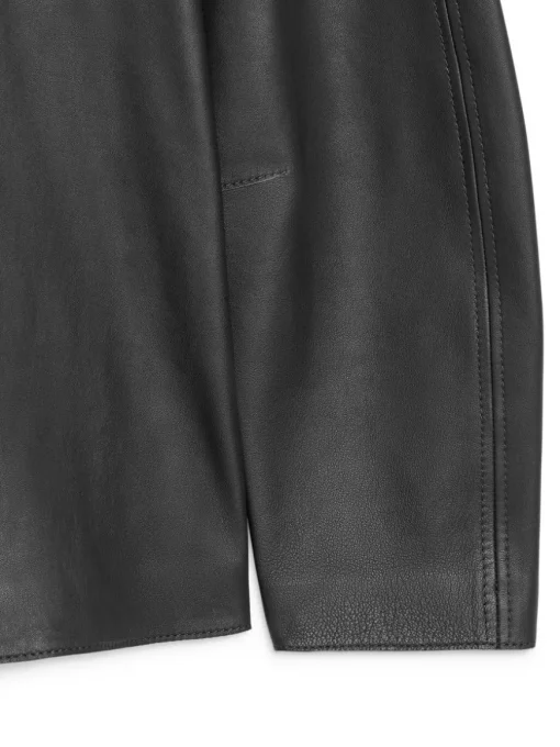 Scarf-Detail Leather Top