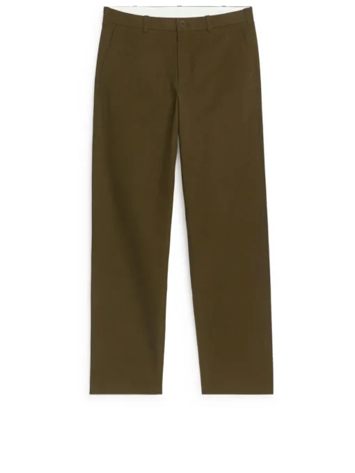 Straight Cotton Blend Trousers